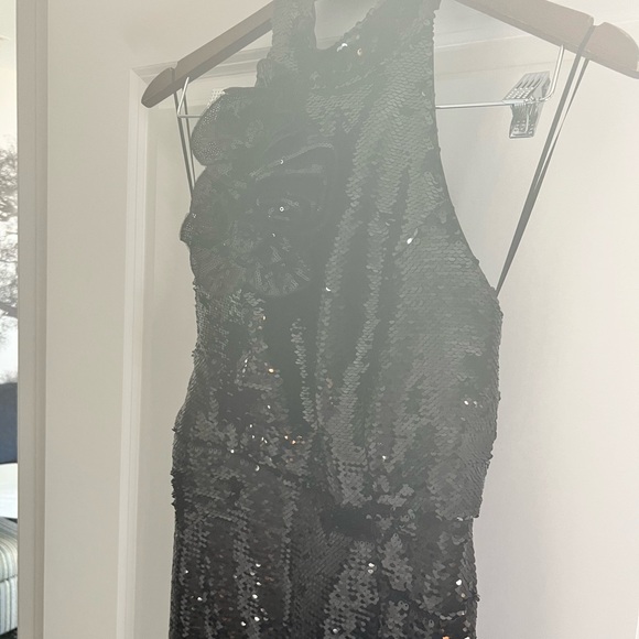 Milly Sabine Sequined Rosette Column Gown in black size 6 NWT - Picture 6 of 15